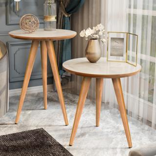 Conjunto de Mesas para Sala Classic Sofá Redonda com Pés Palito Decoração Apoio e Lateral Off White em Oferta na Shopee