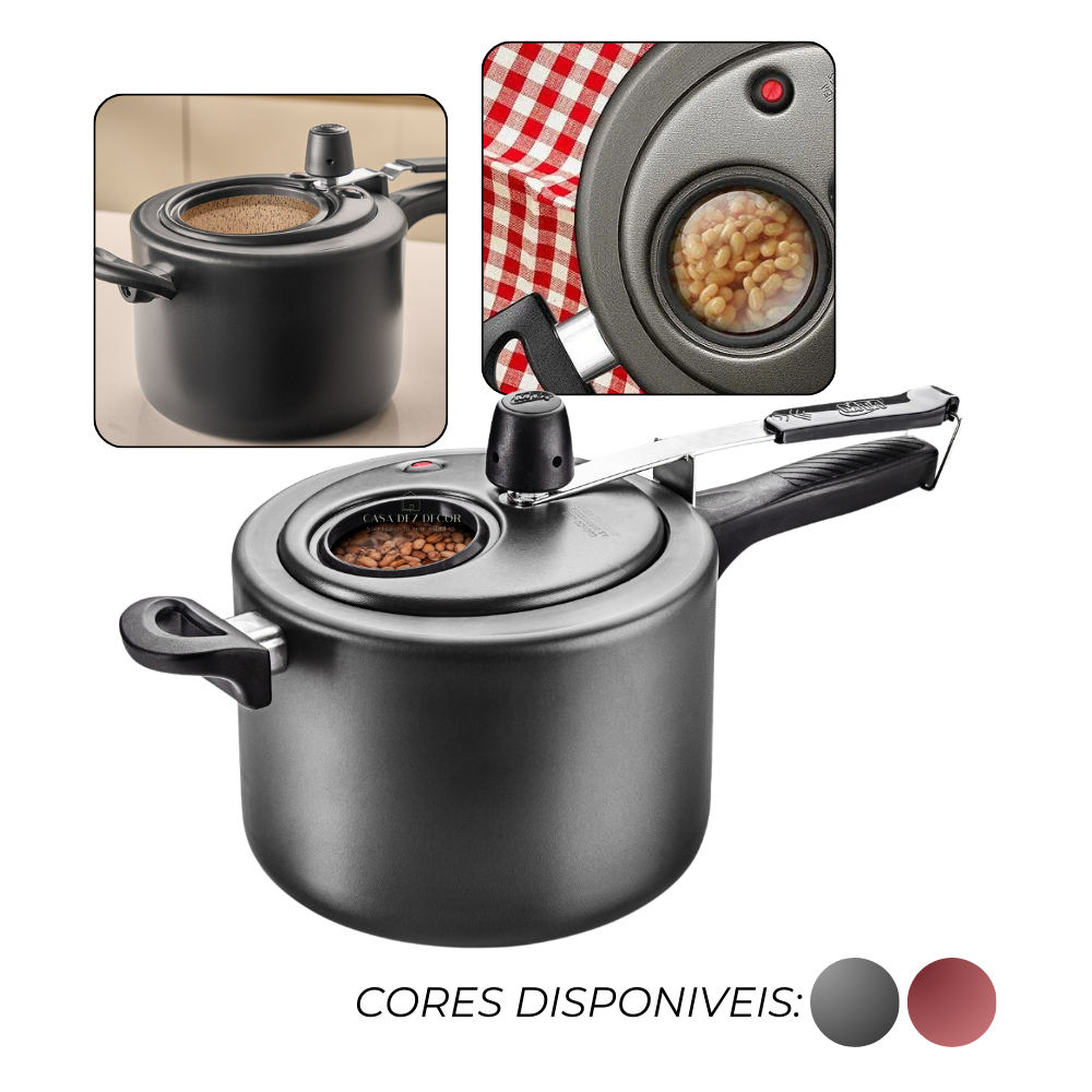 Panela de Pressão 4,5L Antiaderente com Visor de Vidro na Tampa MTA 4,5 Litros - Home Appliances