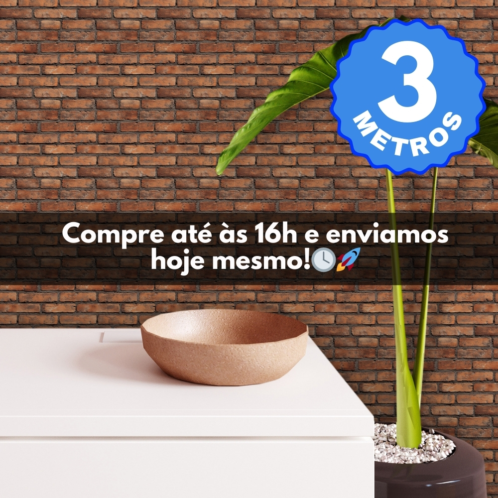 Papel de Parede Adesivo Auto Colante Lavável Tijolinho Tijolo Terra Viva Rolo de 3 Metro x 40 CM