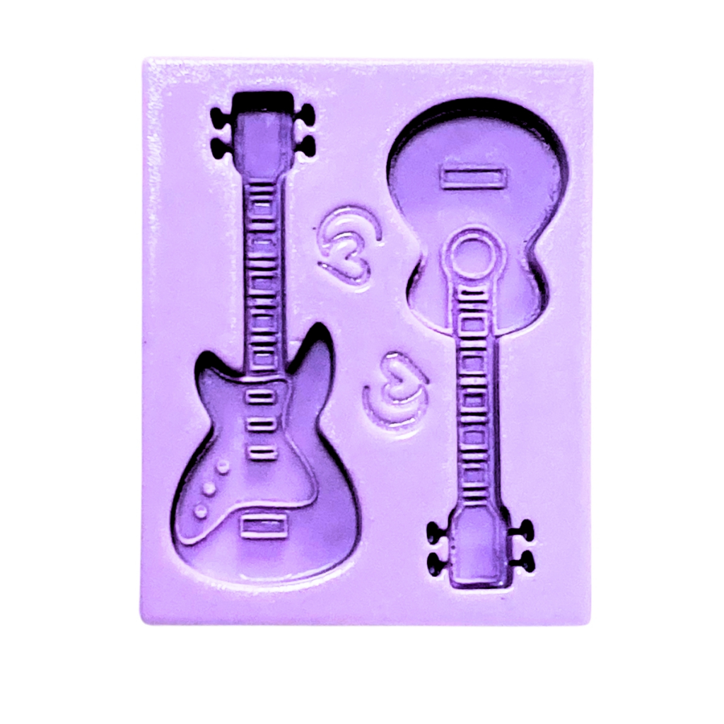 F1809 MOLDE DE SILICONE VIOLÃO GUITARRA INSTRUMENTO MUSICAL CONFEITARIA BISCUIT em Oferta na Shopee