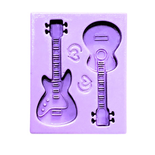 F1809 MOLDE DE SILICONE VIOLÃO GUITARRA INSTRUMENTO MUSICAL CONFEITARIA BISCUIT em Oferta na Shopee