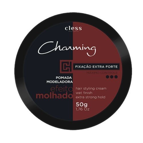 Pomada Modeladora Cabelo Charming Cless Fixação Extra Forte Efeito Molhado Men Masculina 50g