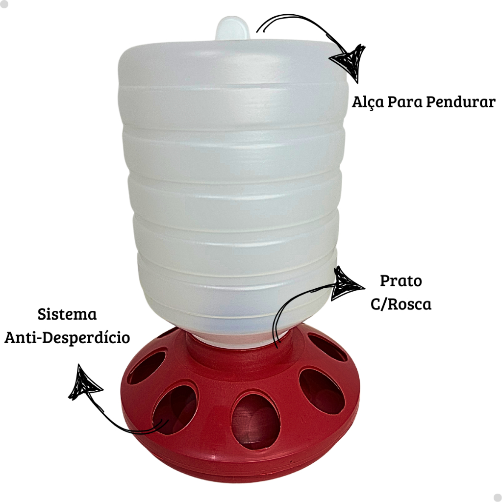 Comedouro Para Frango Galinha Aves Automático 1,5Kg 8 Furos