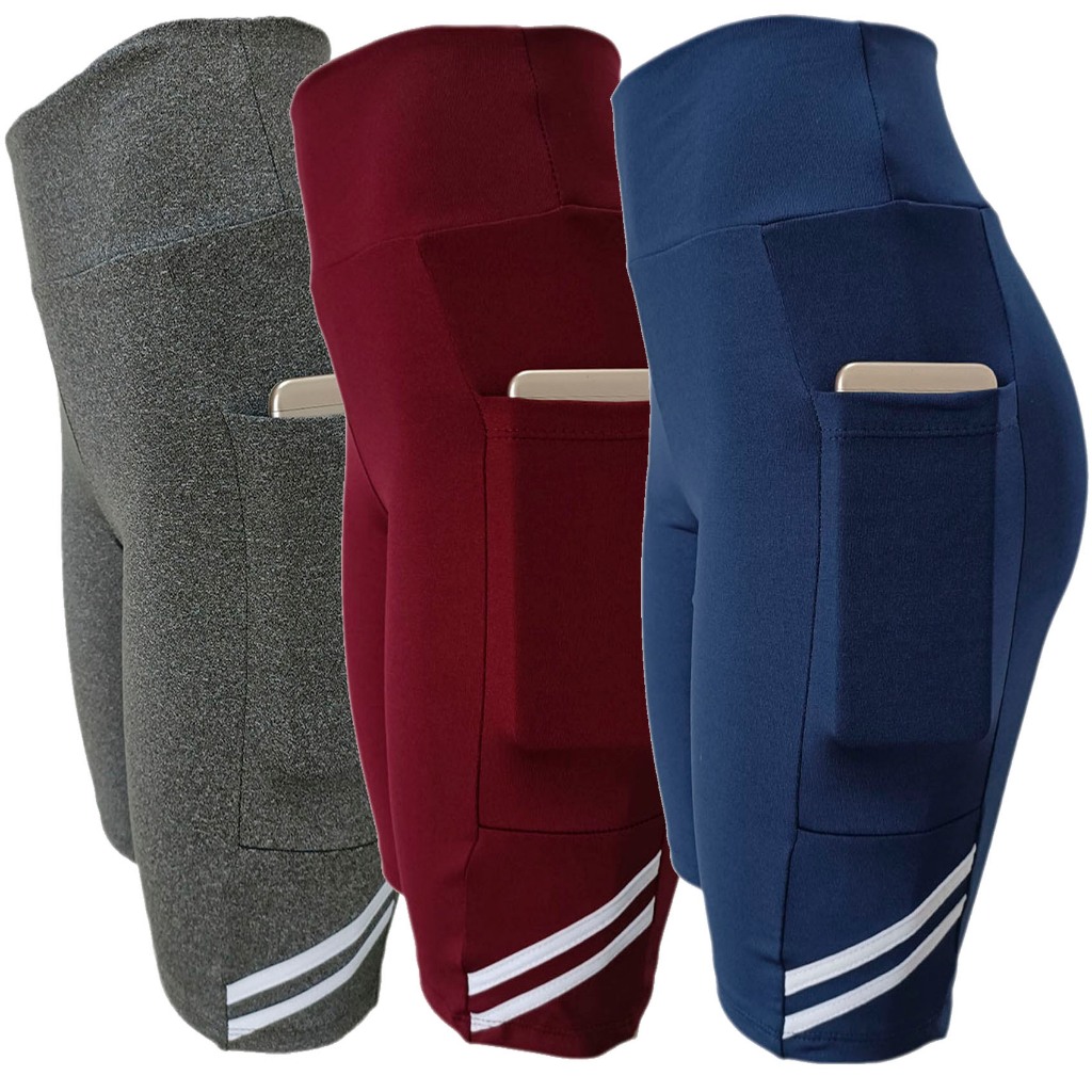 Kit 03 bermudas Feminina Academia com Bolsos — imagem 2 de 2