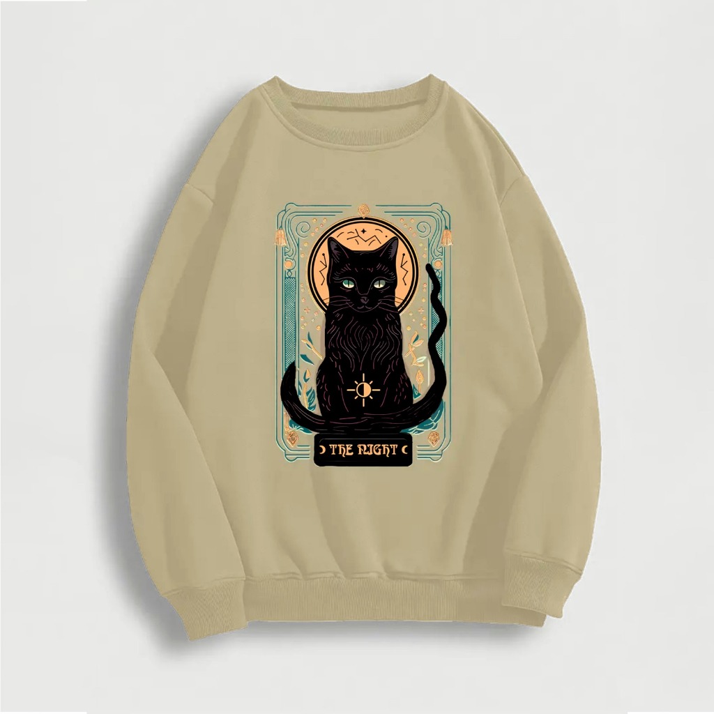 Moletom Careca Gato Tarô Gola Redonda Casaco Masculino Feminino Flanelado Unissex Inverno Frio Algodão Blusa