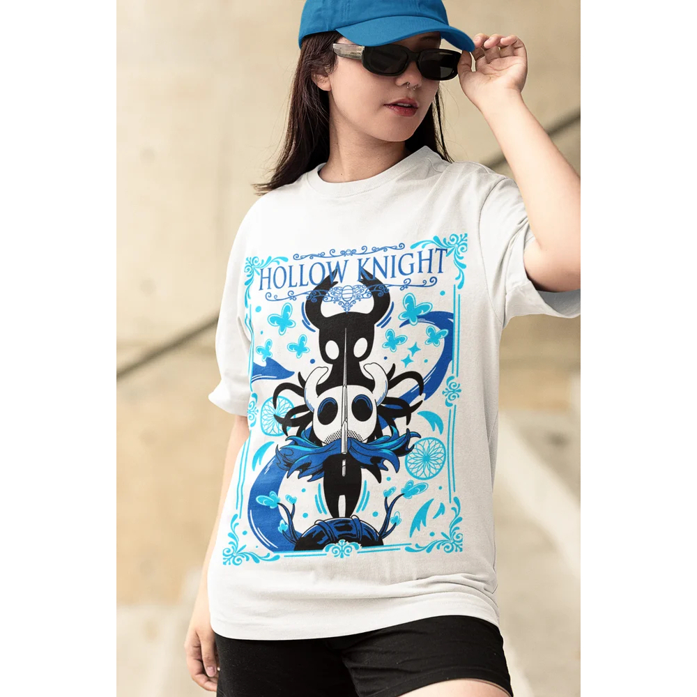 Camiseta Unissex Básica Premium Hollow Knight Ghost Knight Macio em Oferta na Shopee