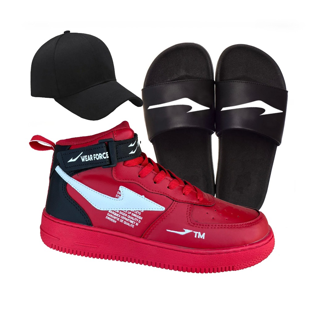 Bota cano medio WEAR fort masculina feminina unisex treino academia + chinelo slide +bone
