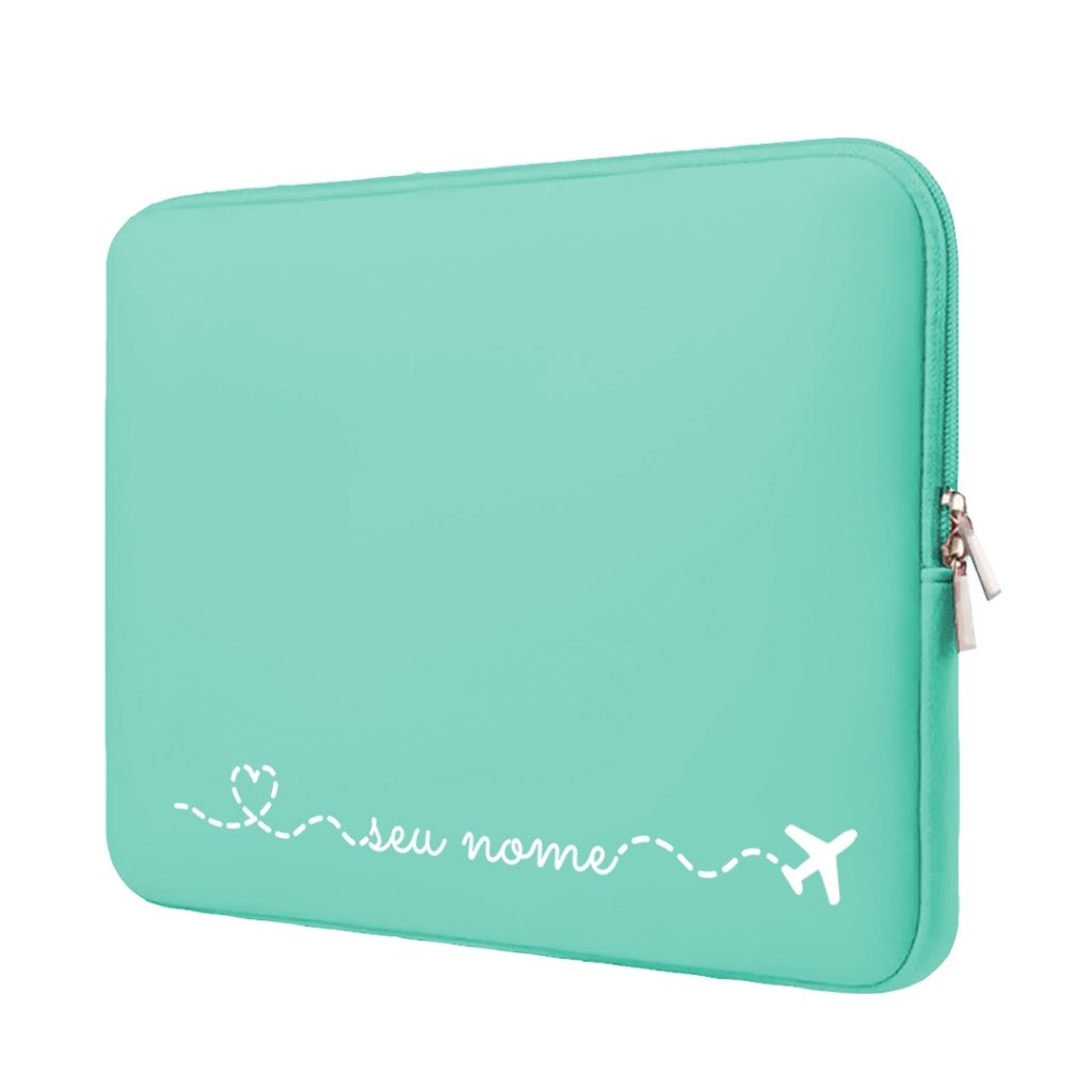 Capa Case Pasta Maleta para Notebook Neoprene Ultrabook 15.6/14/13.3/12/11/17/10 Personalizada com Nome e Avião