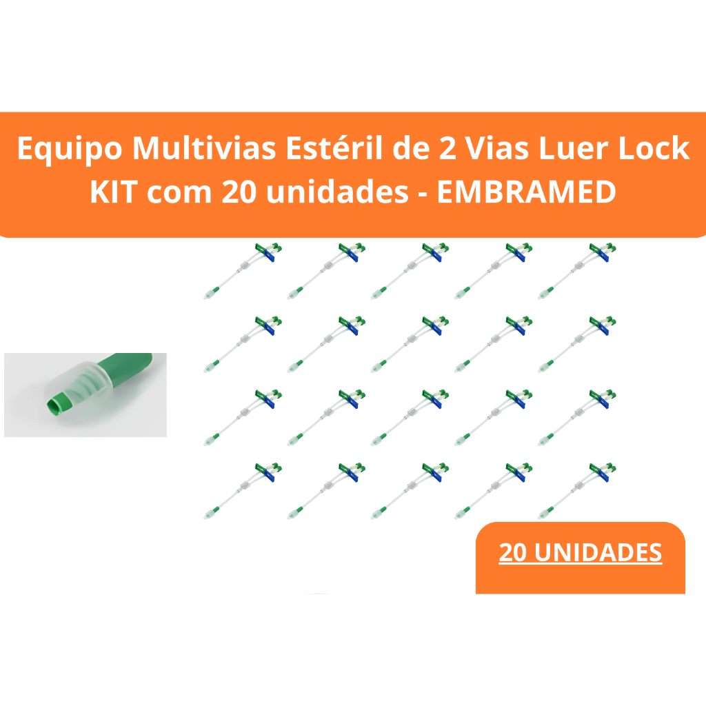 Equipo Multivias Estéril de 2 Vias Luer Lock KIT com 20 unidades - EMBRAMED