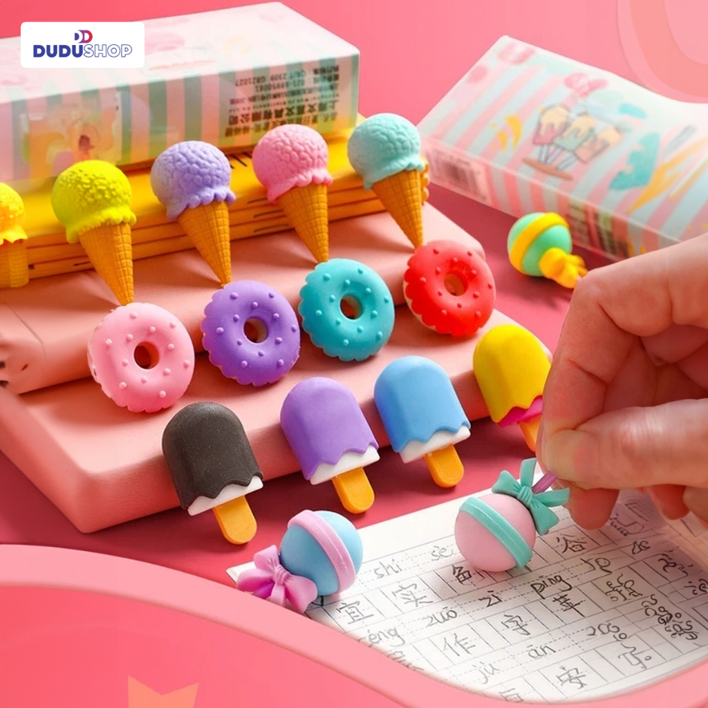 Borrachas Fofas Mini Fofo Pirulito Sorvete Picolé Papelaria Divertida Kwaii Decoração Estojo em Oferta na Shopee