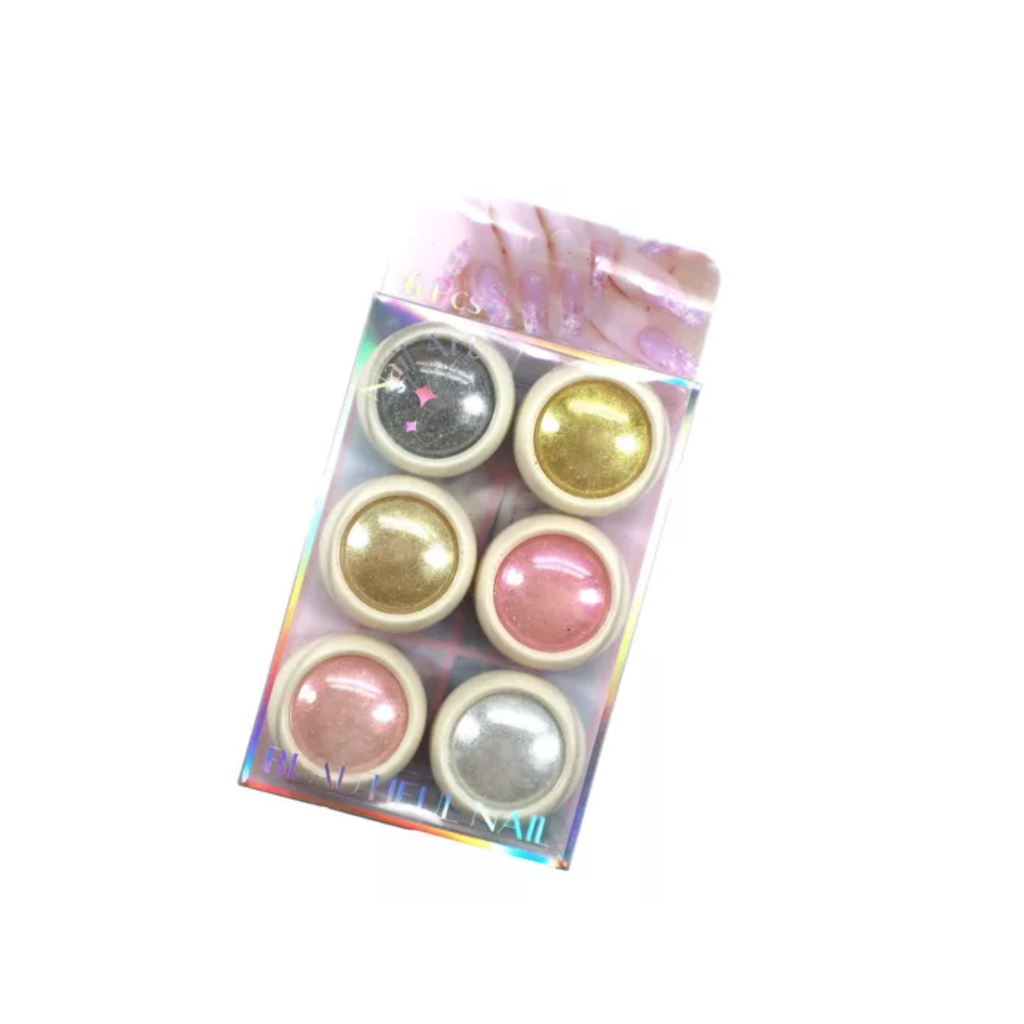 Kit 6 Pó Cromo Metalizado Unhas Cromado Decoração - Beautiful Nail