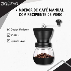 Moedor de Café Manual com Recipiente de Vidro