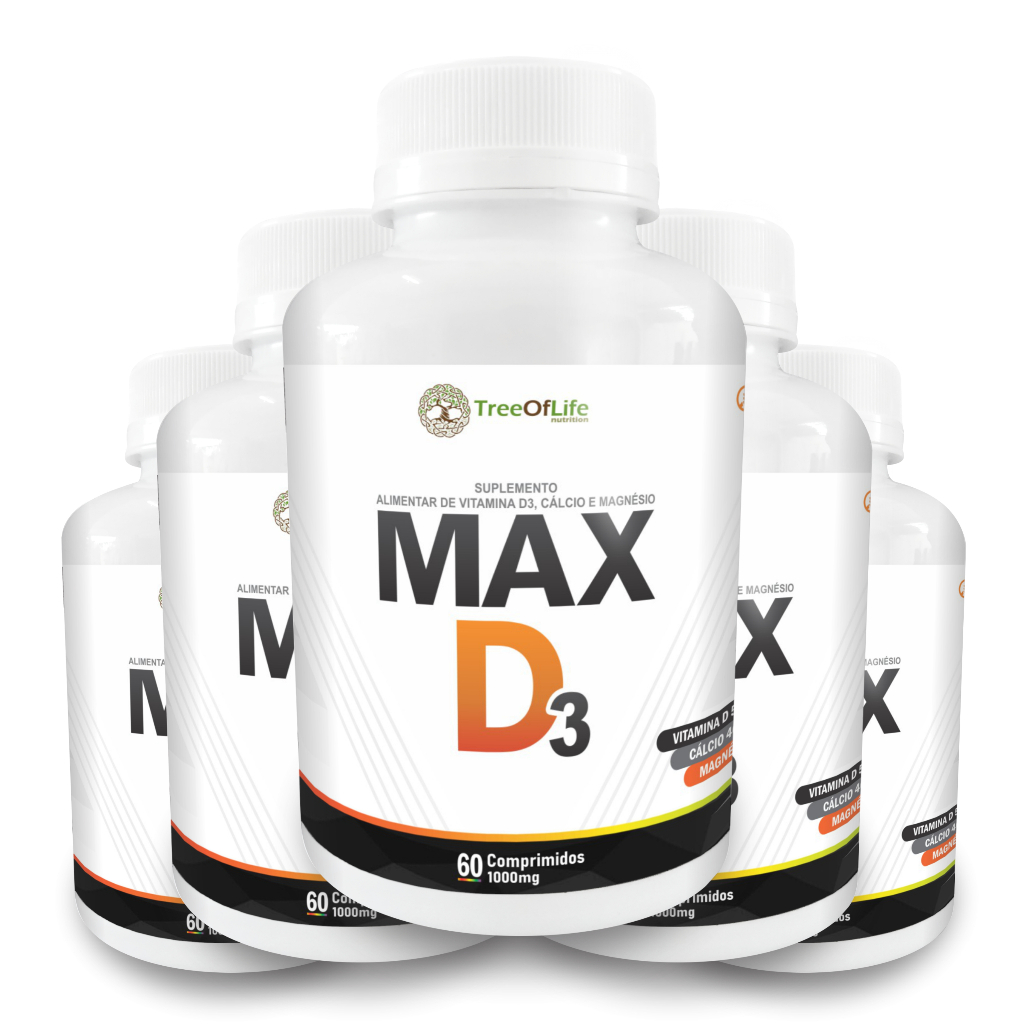5x Super Max D3 Vitamina D 3 com Calcio e Magnesio 300 Comprimidos 1000mg