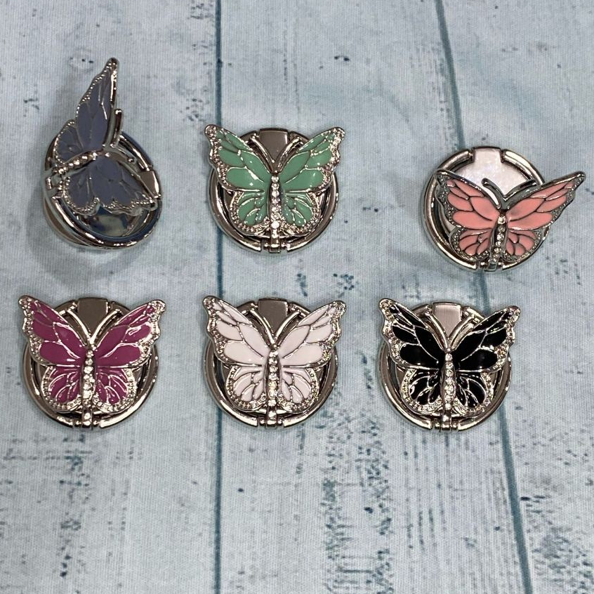 Suporte Para Celular Pop Socket  Dobravel Metal Borboletas e Coração em Oferta na Shopee