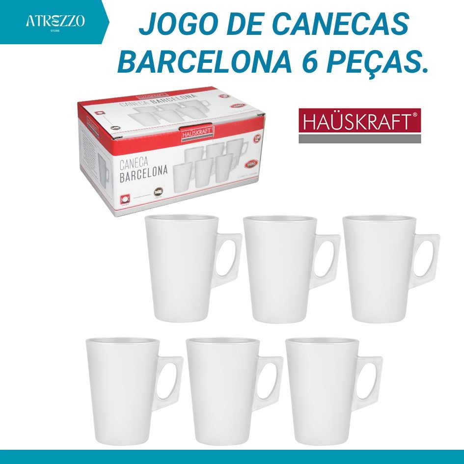 Jogo Conjunto Canecas Vidro 6 peças Barcelona 140ml