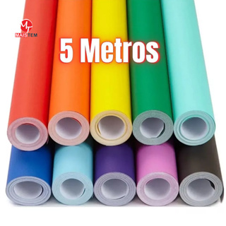 Papel Adesivo Tipo Contact Colorido Fosco Brilho Lavável 45x5m/45cmX10m Parede/Móveis/Eletrodoméstic em Oferta na Shopee