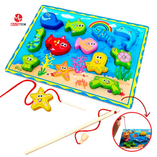 Pescaria Divertida Brinquedo MDF Pescaria de Ima Brinquedo de Madeira Educativo Cognitivo Montessori em Oferta na Shopee