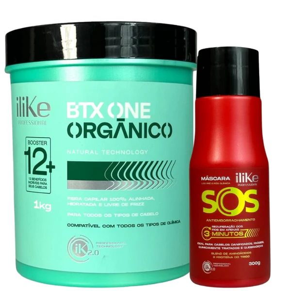 iLike Btox Orgânico - 1Kg + SOS Antiemborrachamento 300ml