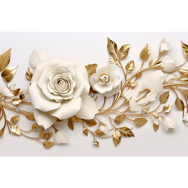 Papel De Parede Adesivo Capitonê Floral DOURADO Autocolante  1m x 58cm em Oferta na Shopee