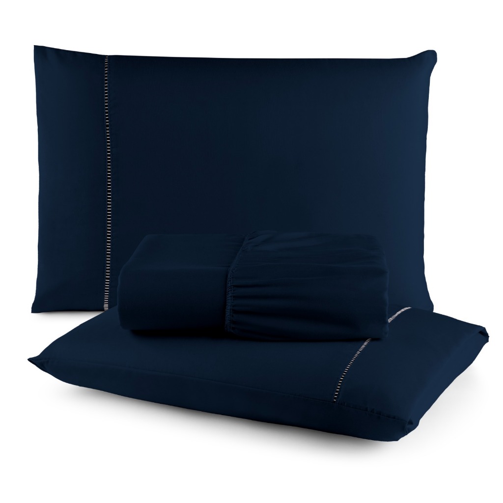 Jogo Cama QUEEN 400 Fios Percal C/03 Peças Jogo de Lençol 100% Poliéster