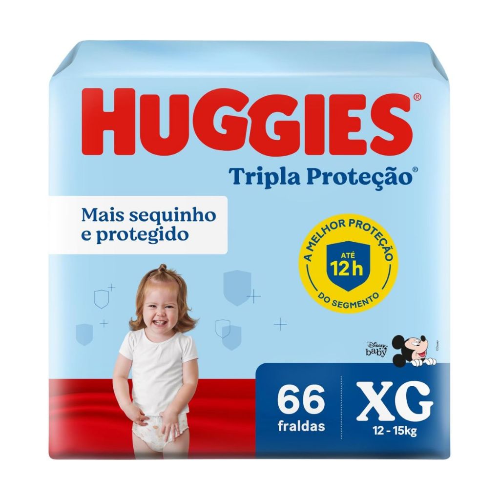 Fralda Infantil Huggies Tripla Proteção XG Com 66 Unidades em Oferta na Shopee