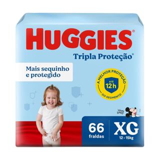 Fralda Infantil Huggies Tripla Proteção XG Com 66 Unidades em Oferta na Shopee