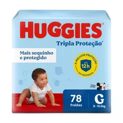 Fralda Infantil Huggies Tripla Proteção G Com 78 Unidades