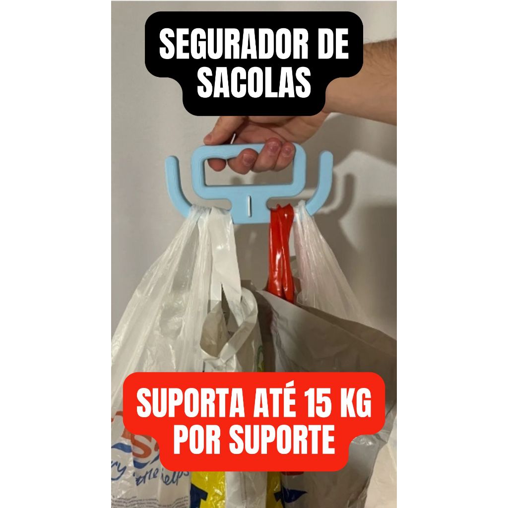 [O MAIS BARATO, LEVE + POR - ] Alça Porta Sacola Ergonômico / Carregador / Suporte de Levar Sacolas - ATÉ 15 KG POR UN