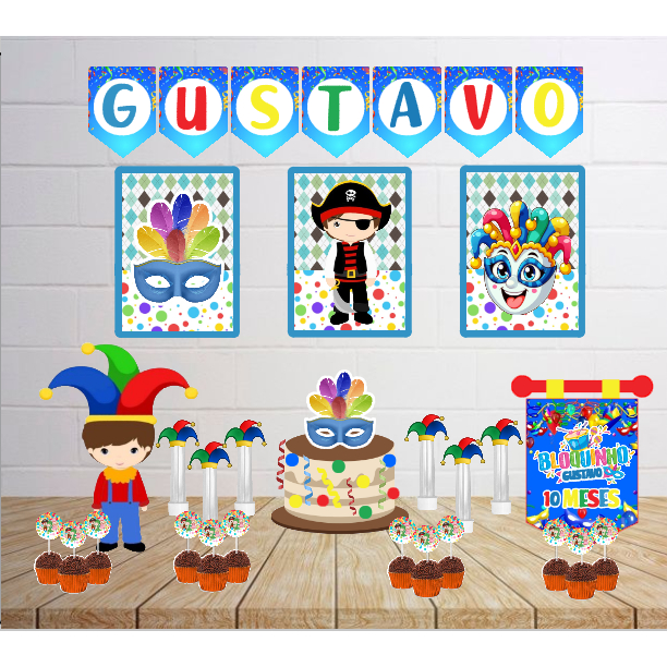 Kit Personalizado Festa Infantil Carnaval Menino Decoração Aniversário Só Um Bolinho Lembrancinhas Mêsversário