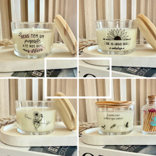 Vela aromática artesanal mensagem Inspiração no Vidro-vela Decorativa Perfumada-Com tampa de madeira em Oferta na Shopee
