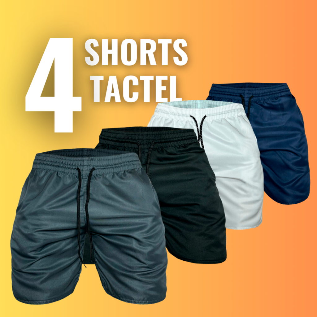 Short Masculino Kit com 4 bermuda Tactel Premium com Elastano