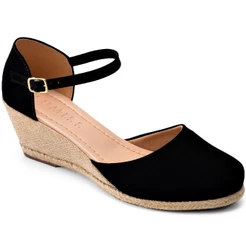 Sandalia Feminina Lumiss Anabela Corda Espadrille Salto Medio Confortável