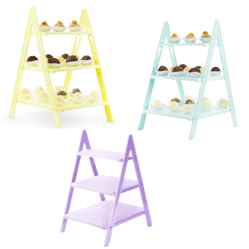 kit 3 Escadinha Suporte Para Lembrancinhas Doces CupCake Candy Colors Festa Decoração Aniversário