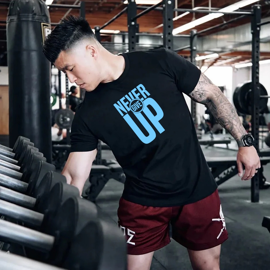Camisetão Oversized Largo Ou Básico Never Give UP Motivação Treino Academia Gym