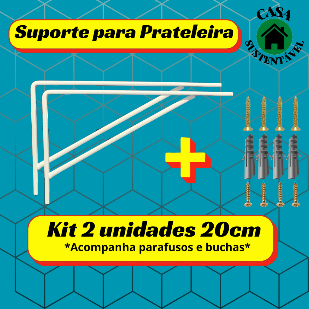 Kit 2 Cantoneira Mão Francesa 20cm Branco Brilhante Suporte Para Prateleira Com Parafusos Overtime em Oferta na Shopee