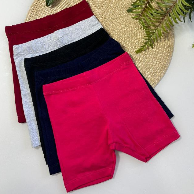 Kit 2 Ciclista Infantil Feminina de Cotton Penteado Lisa bermuda Escolar 1|2|3|4|6|8|10