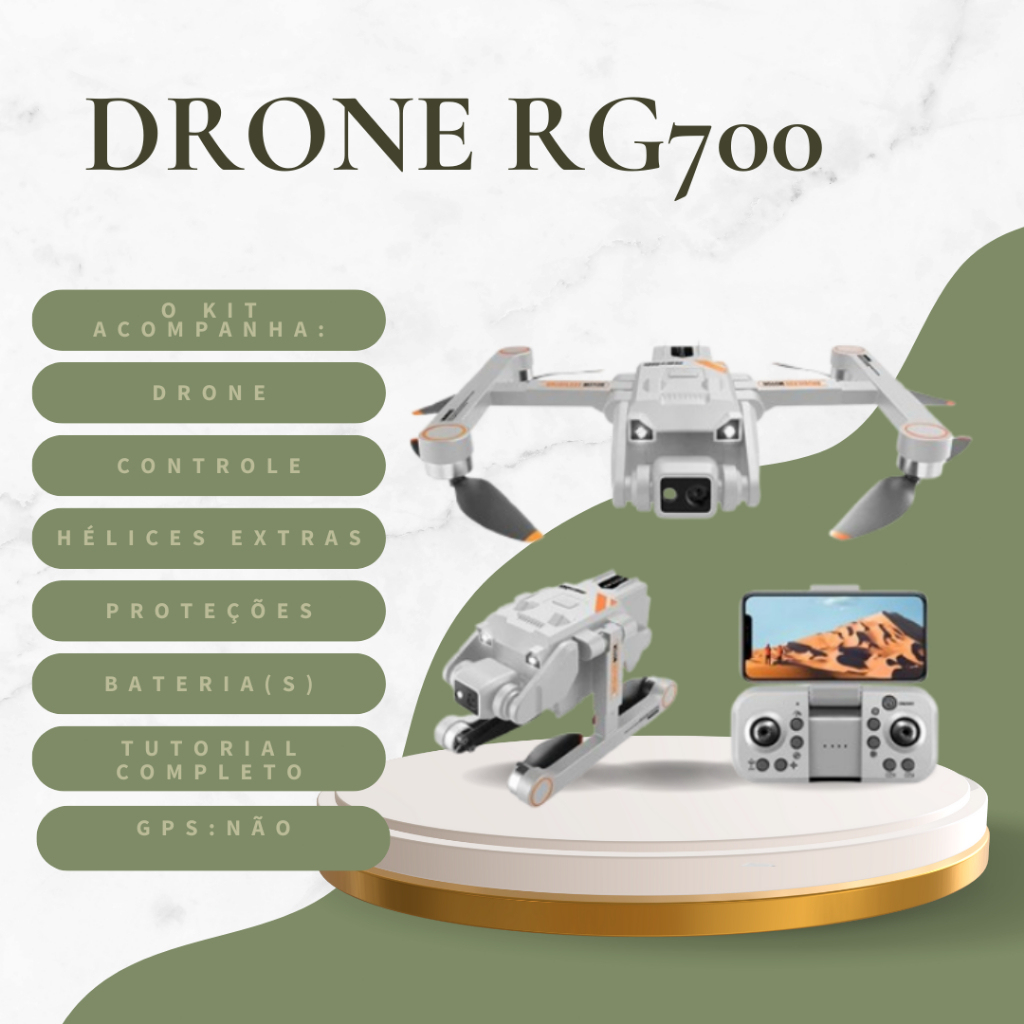Drone Rg700 com 1 Bateria , 8K Dual Camera 5G, WiFi sem escova, cor Cinza