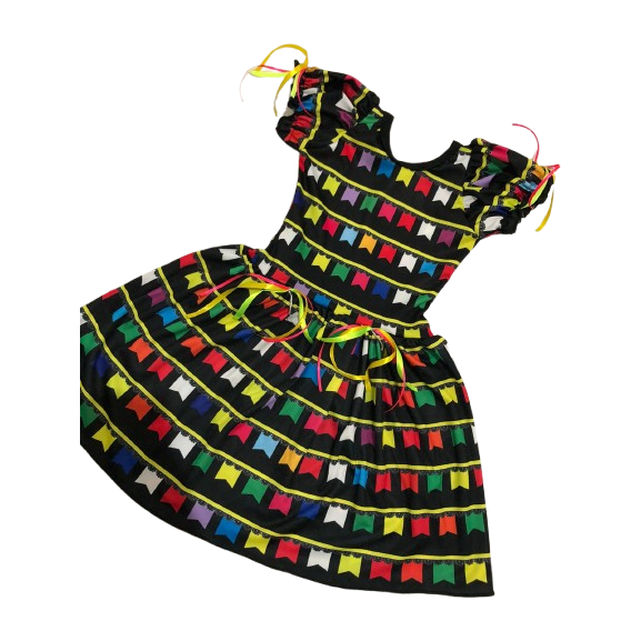 Vestido Caipira Bandeirinha Feminino – Look Perfeito para Festa Junina Nordestina!