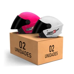 Kit Capacete Moto Aberto Masculino e Feminino Pro Tork New Liberty 3 Three Viseira Fumê Rosa
