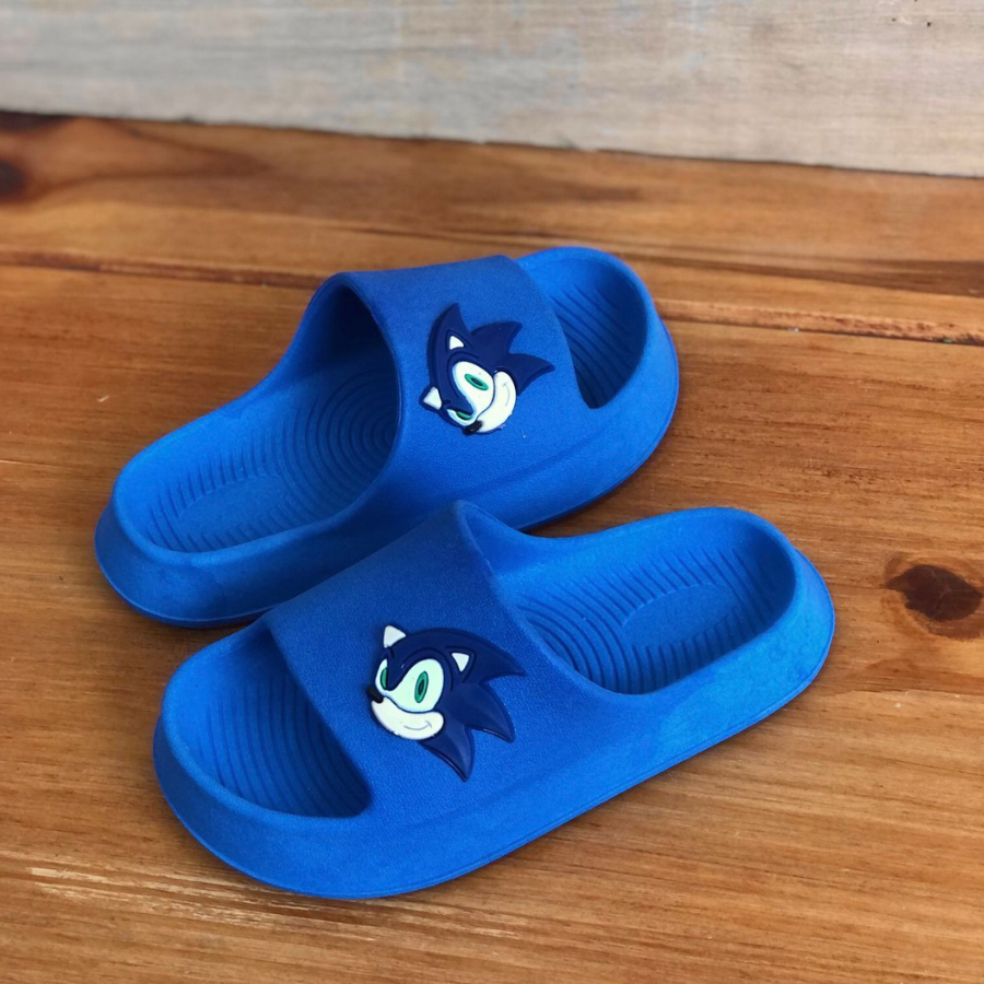 Papete Nuvem Menino Sonic Slide Chinelo Menino Calçado Confortável Escola