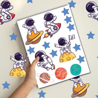 Adesivo Para Parede Astronauta, Decoração Quarto de Menino, Papel de Parede Astronauta, Planetas em Oferta na Shopee