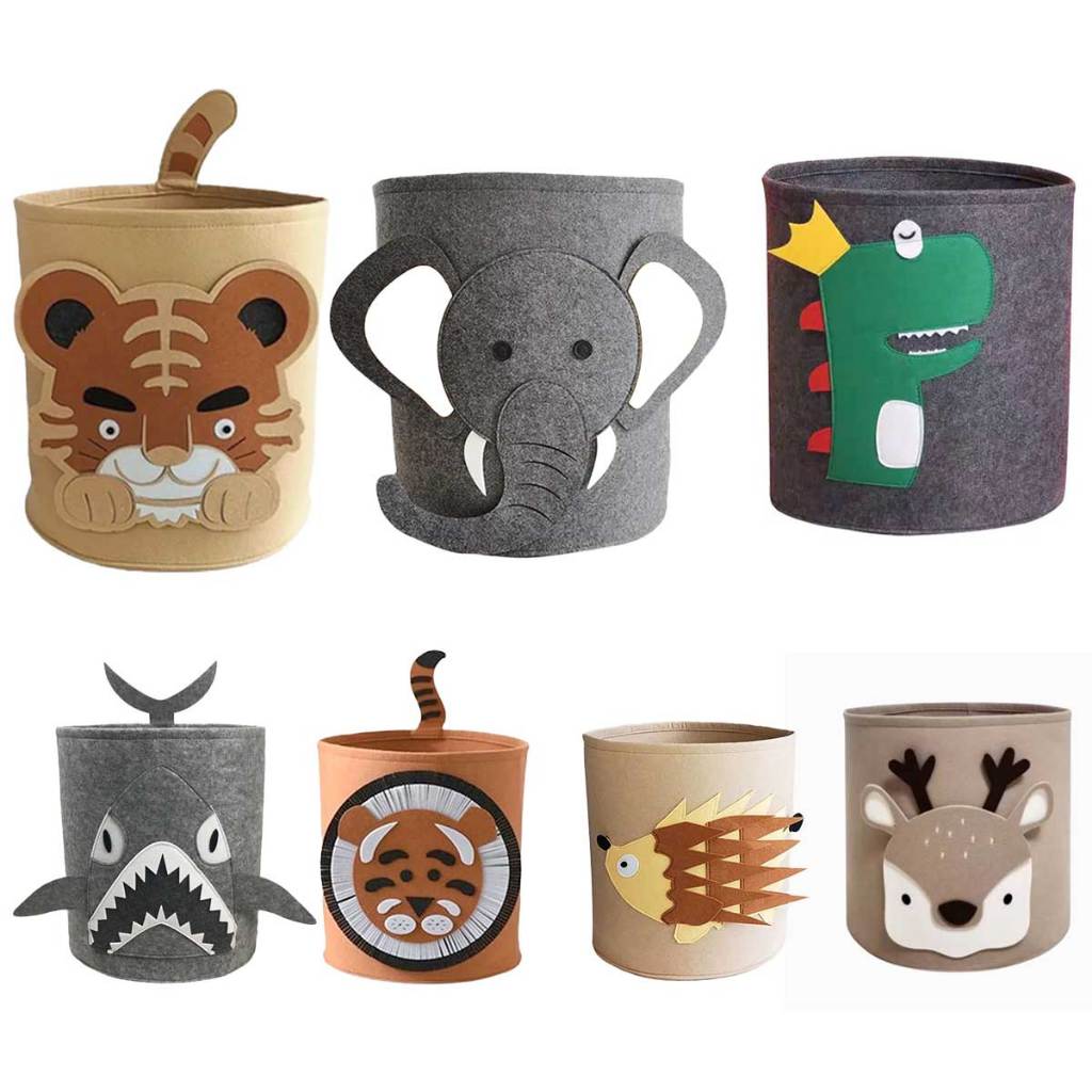 Cesto Dobrável Redondo Organizador Brinquedos Multiuso Animal