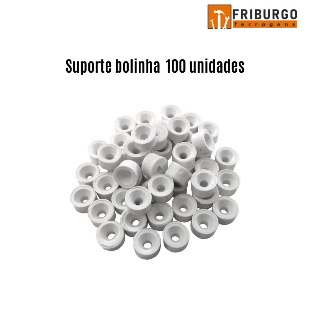 Kit com 100 UND Suporte de Prateleira  Redondo Branco Bolinha para Móveis Armário