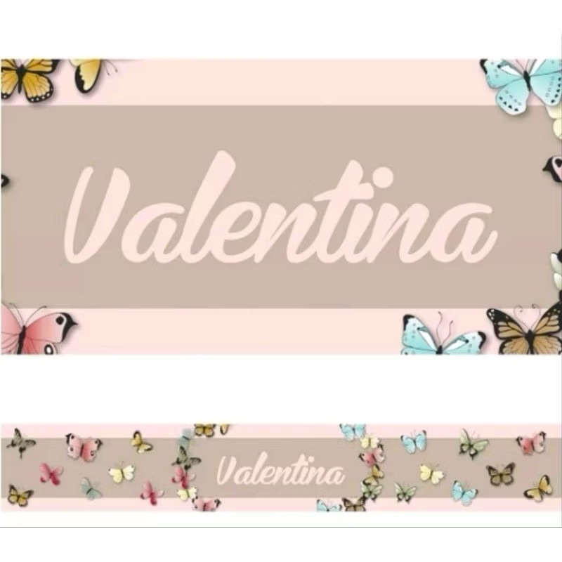 Faixinha Decorativa Faixa Borboletas Nome Personalizado Decoração Quarto Infantil Menina Autocolante