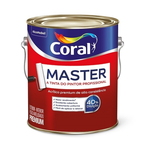 Tinta Acrílica Fosca Premium Coral Master 3,6L