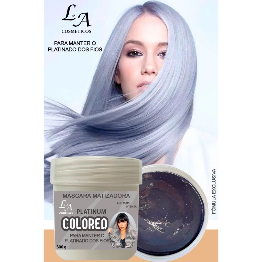 TONALIZANTE MATIZADOR HAIR MASK COLORED PLATINUM L&A COSMETICOS - EFEITO PLATINADO 300g em Oferta na Shopee