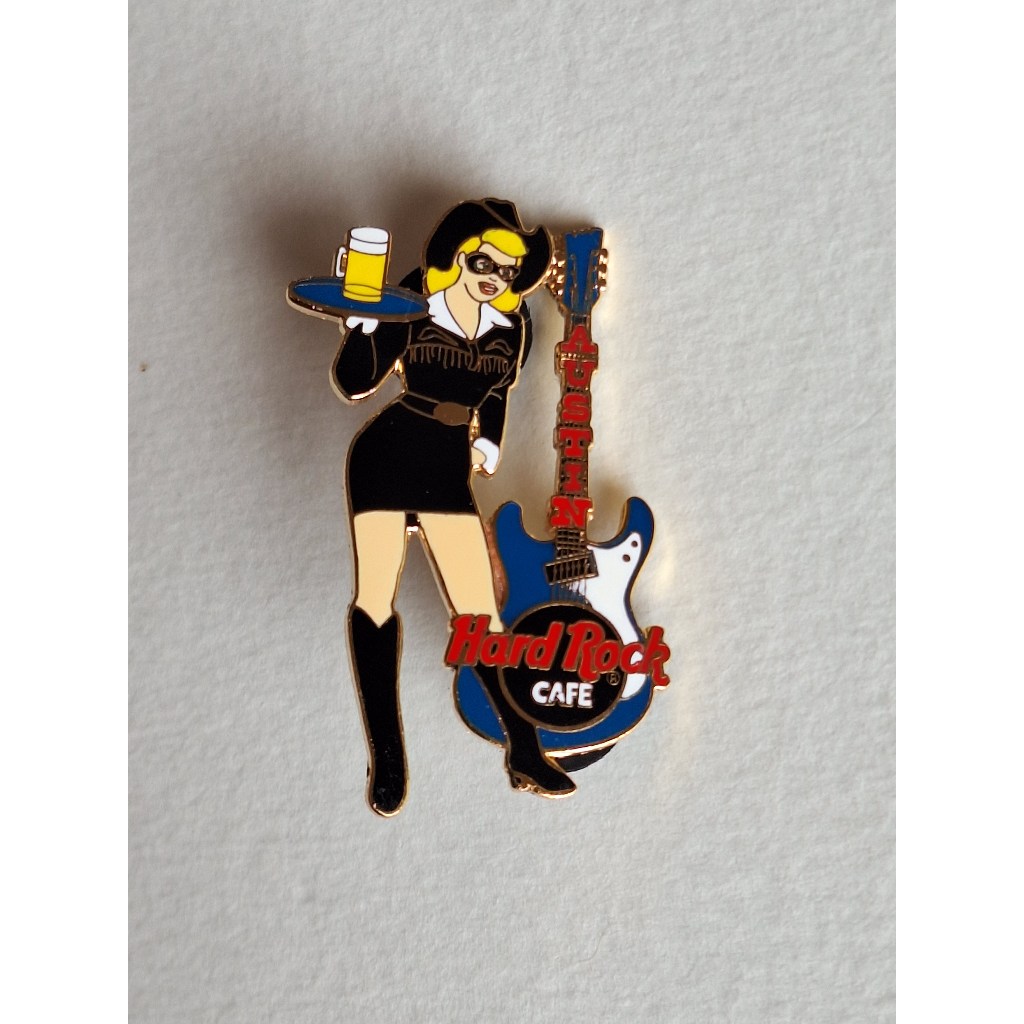 Pin / Broche - Hard Rock Cafe - Austin - Blonde Waitress with Mask and Guitar