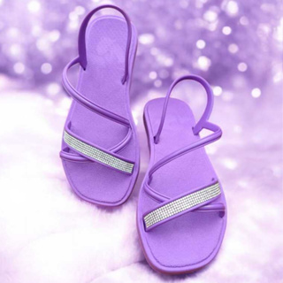 Sandália Feminina Rasteirinha Festejar Com Brilho Glitter Strass em Oferta na Shopee