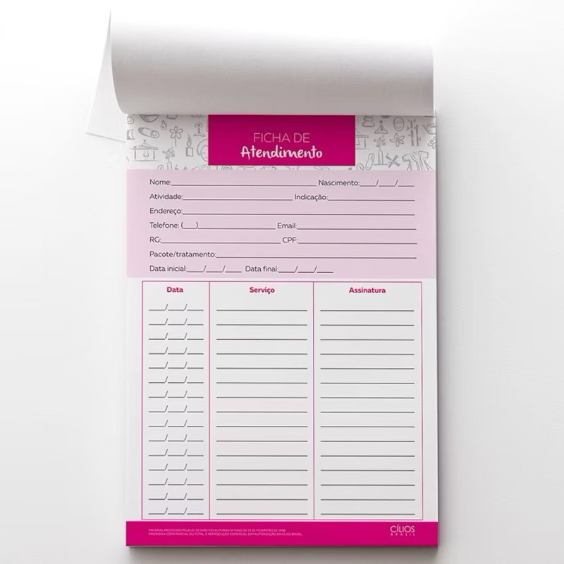 Ficha de Atendimento cadastro bloco 100 folhas 15x21cm