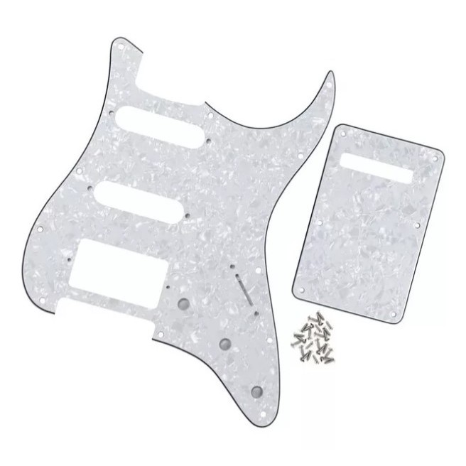 Kit escudo Stratocaster Guitarra Padrão Fender Hss 3 Camadas, 11 Furos + Placa traseira e Parafusos